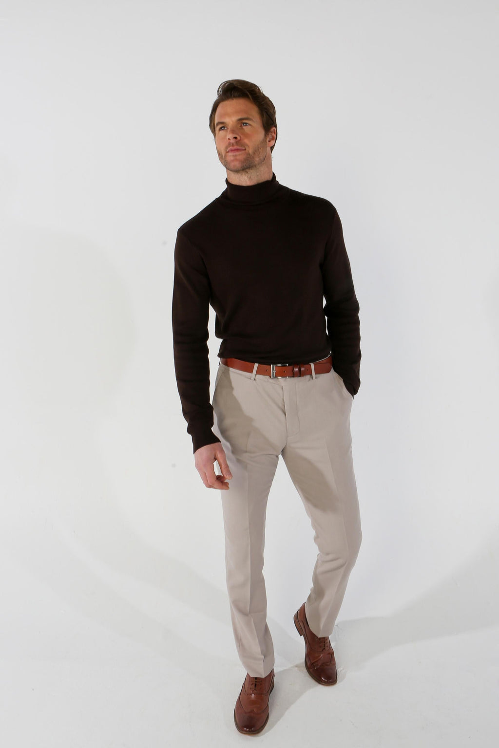 Men's Tailored Fit Trousers - MAYFAIR - Stone