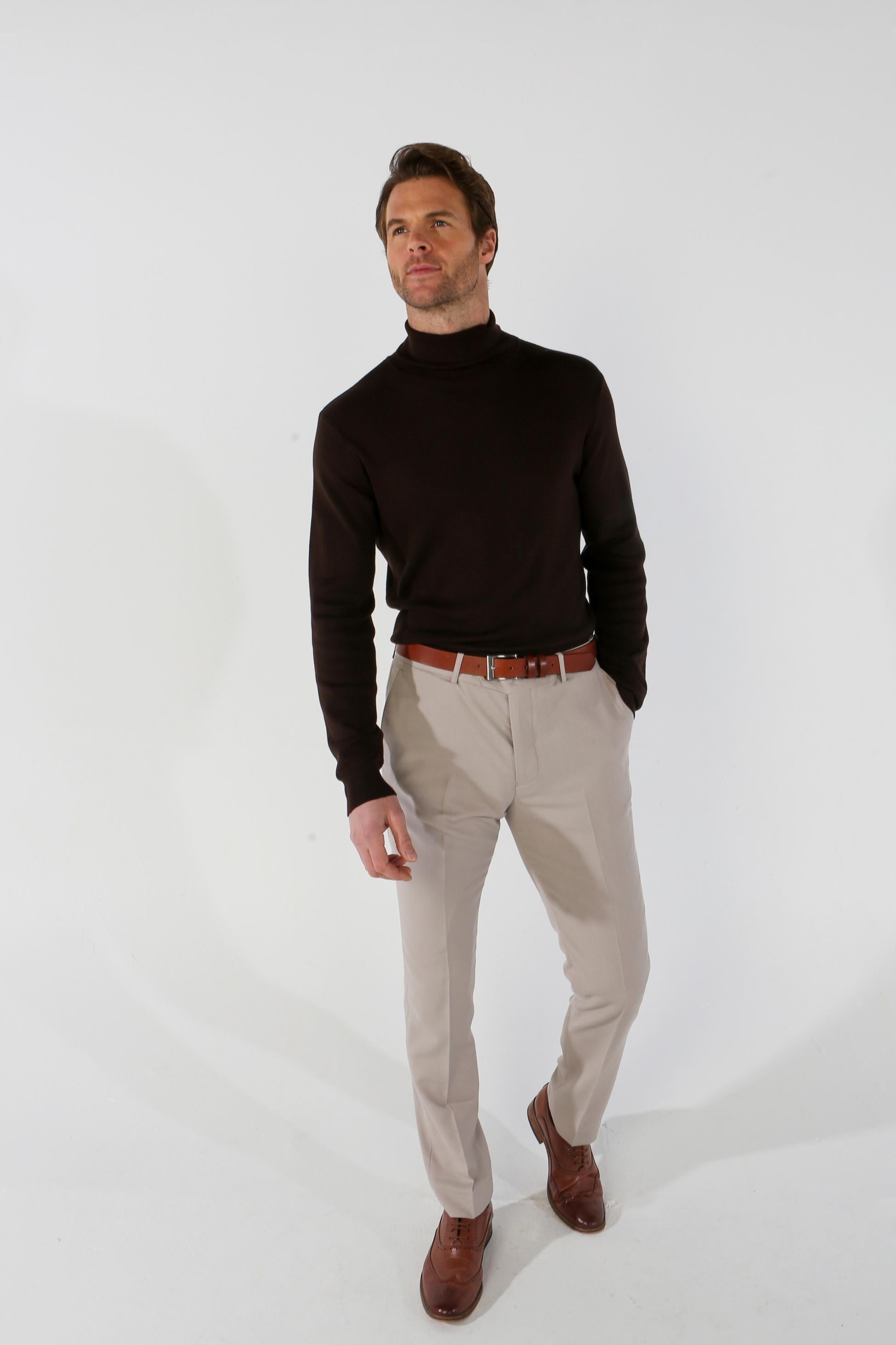 Men's Tailored Fit Trousers - MAYFAIR - Stone