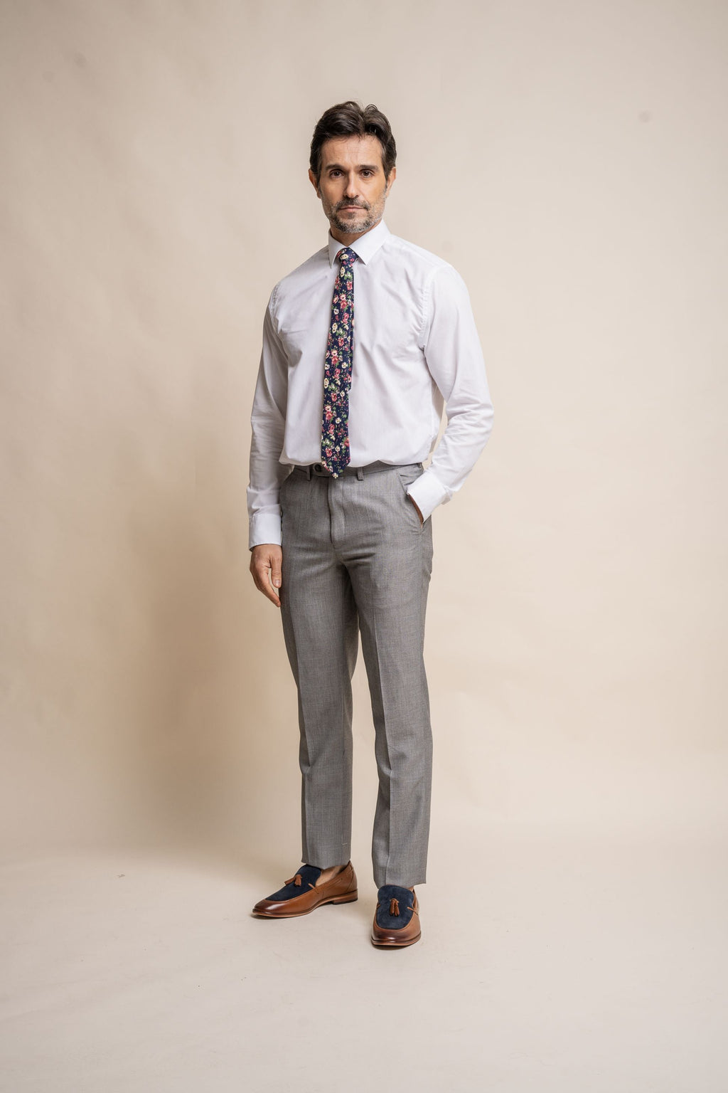 Men's Slim Fit Formal Trousers - REEGAN - Light Grey