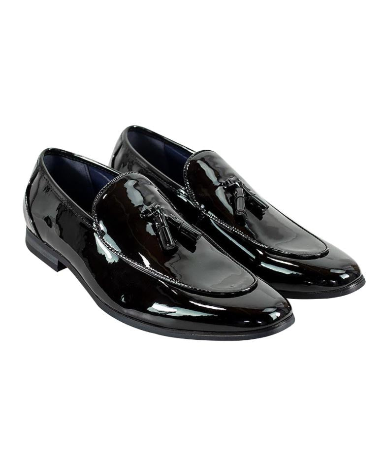Men's black patent tuxedo shoes, WALTER.