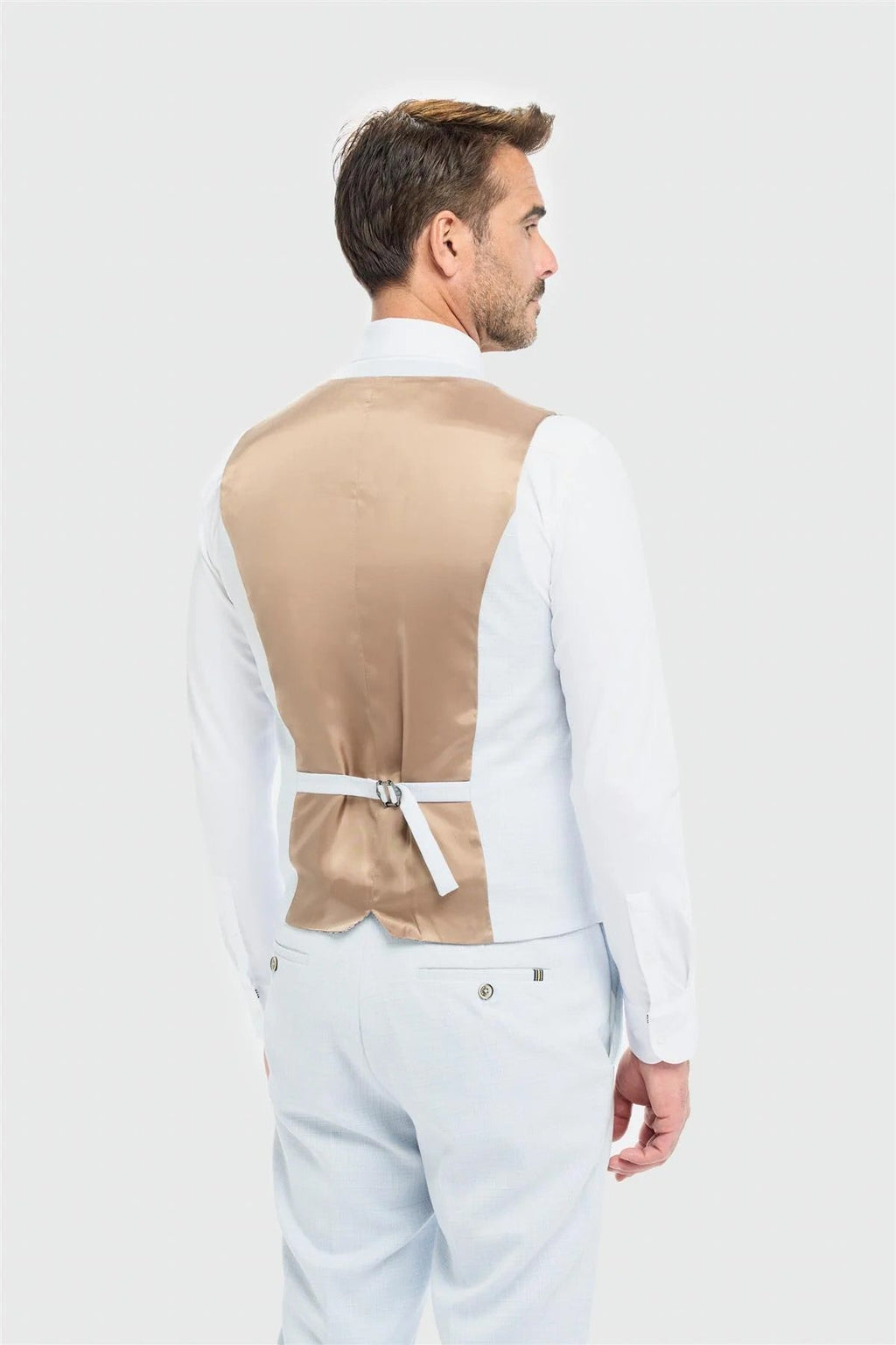 Mens Sky Blue Slim Fit Textured Formal Waistcoat TROPEZ