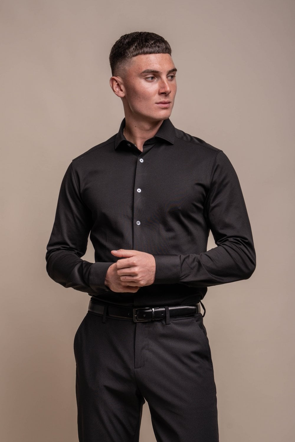 Men’s slim fit classic cotton shirt plain long sleeve