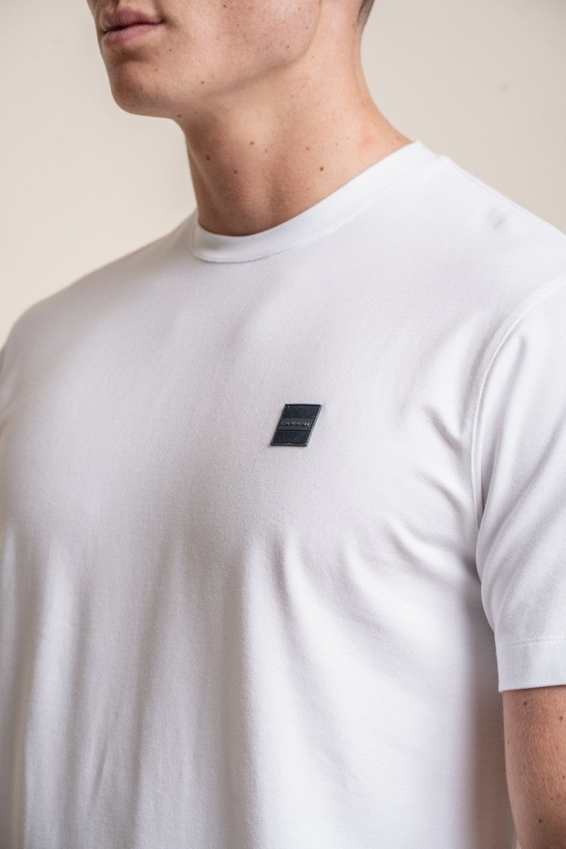 Mens White Crew Neck Cotton T Shirt BOGART