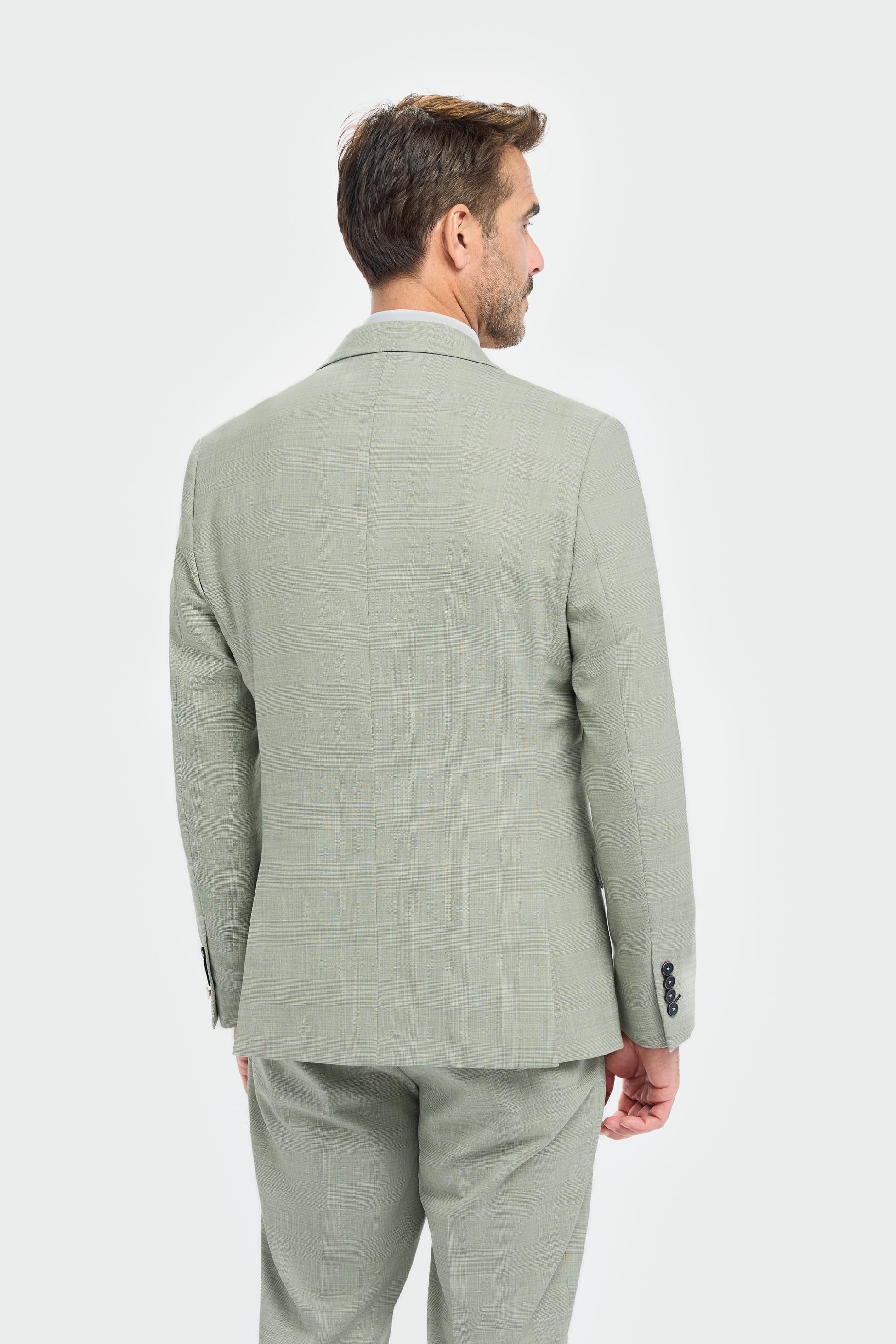 Mens Sage Green 3 Piece Textured Suit CAMDEN