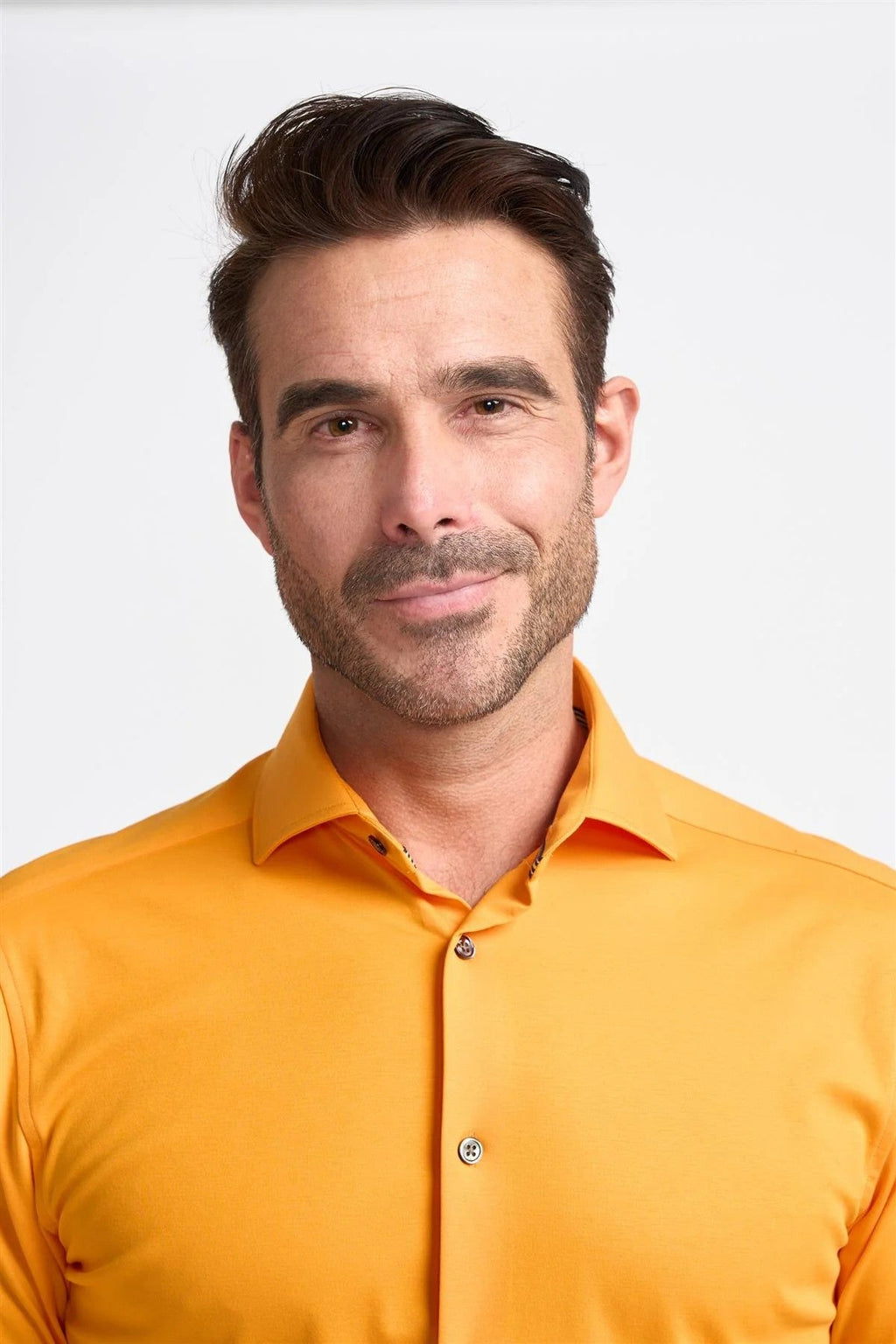 Mens Ashley Flame Orange Slim Fit Cotton Long Sleeve Shirt