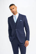 Mens navy wool slim fit formal suit jacket JAMES elegant wear