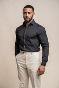 Men’s slim fit business dress shirt olive to ice blue