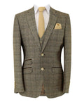 Tailored fit tweed windowpane 3-piece suit on male model