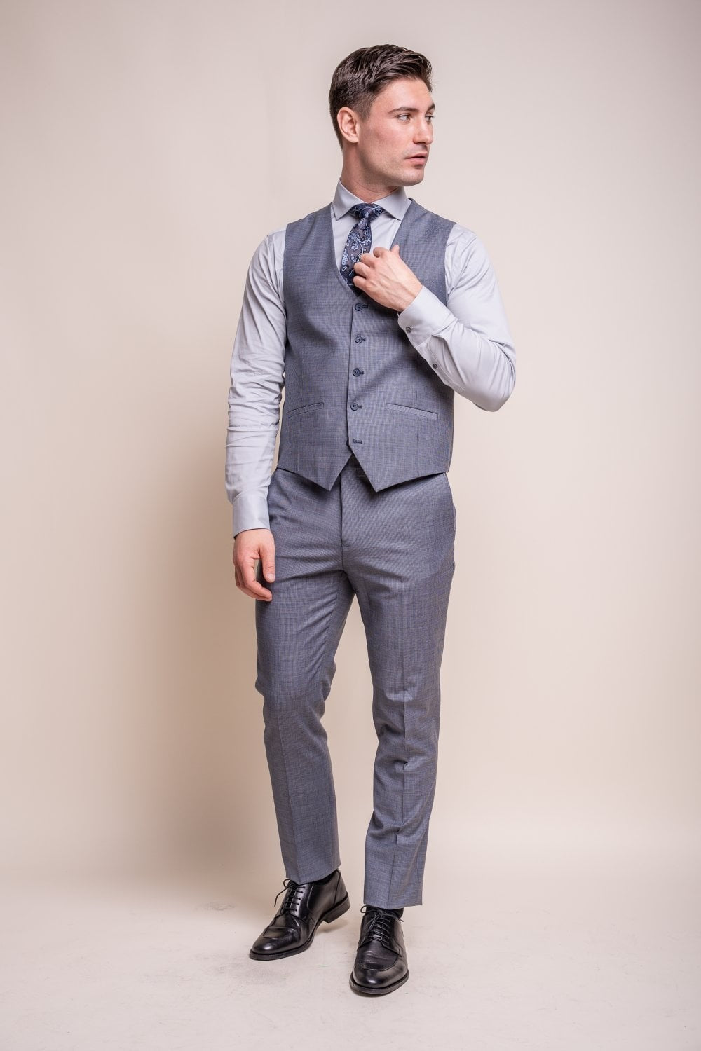 BOND Puppytooth Grey Men's Wool Blend Slim Fit Suit