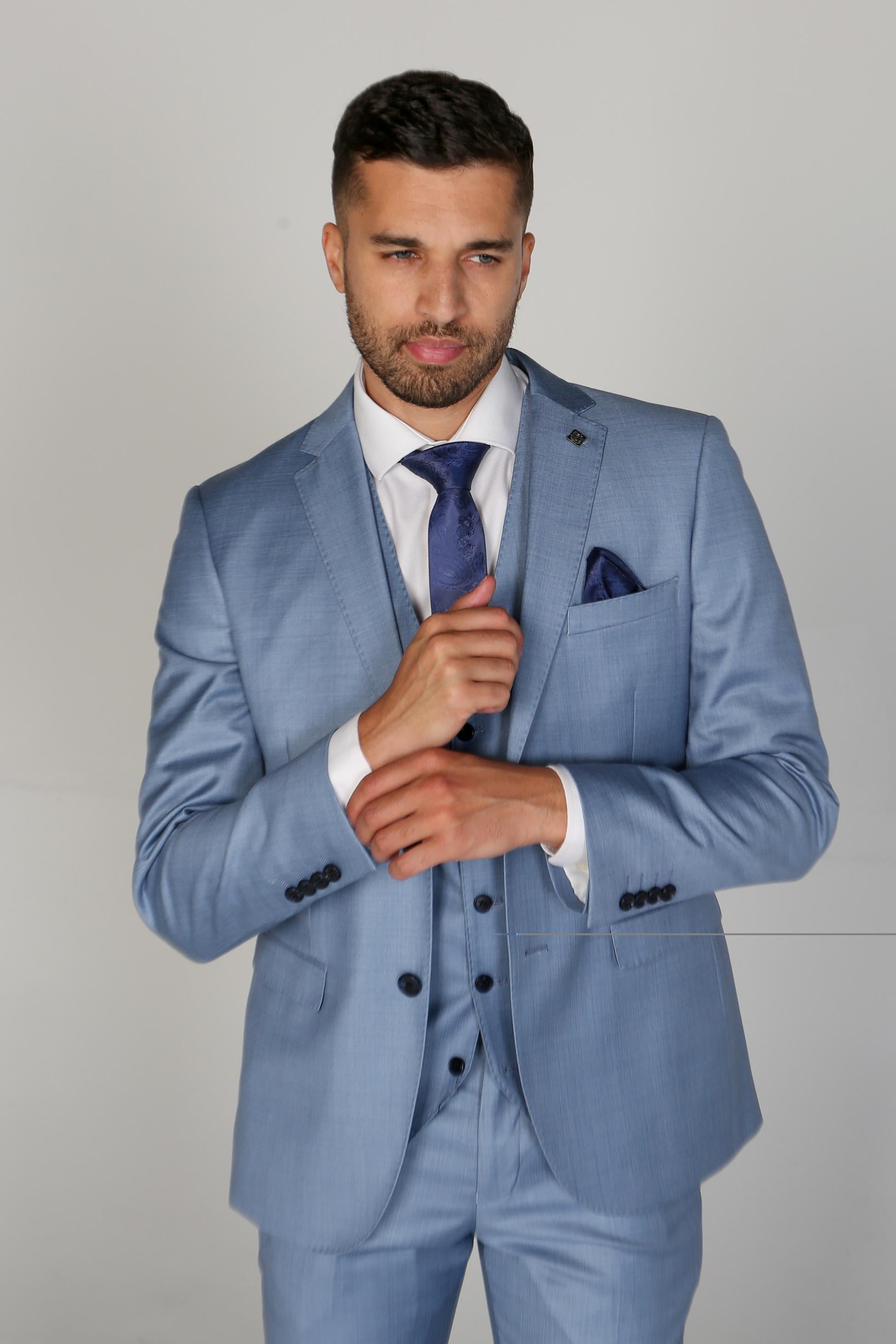 Mens Blue Tailored Fit Formal Suit Jacket CHARLES