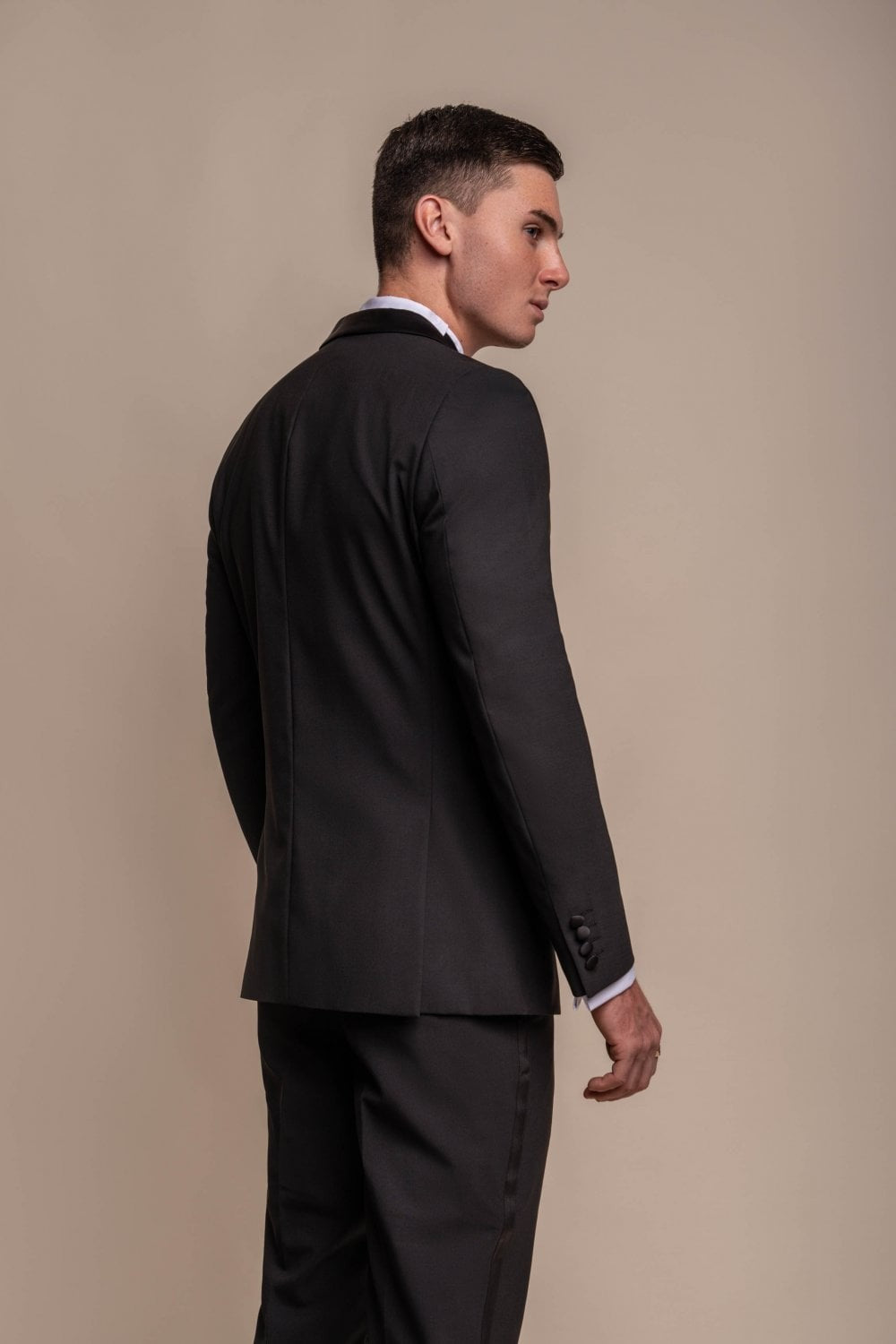 ASPEN Black Men's Slim Fit Wool Blend Tuxedo Dinner Suit