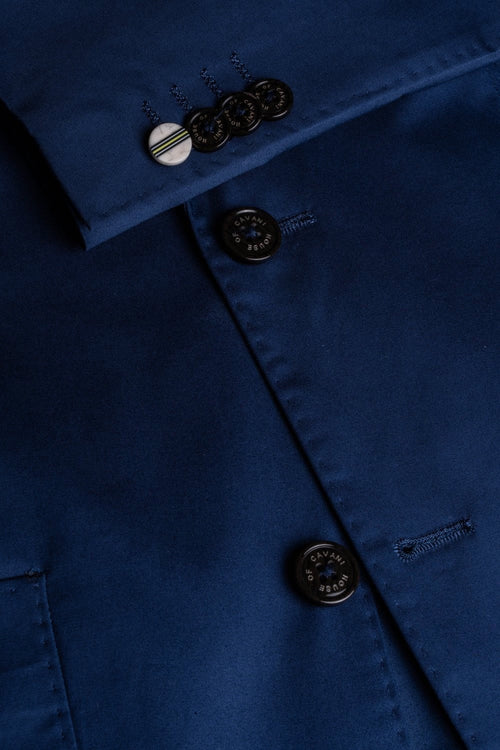 MARIO Electric Blue Men's Cotton Slim Fit Formal Suit