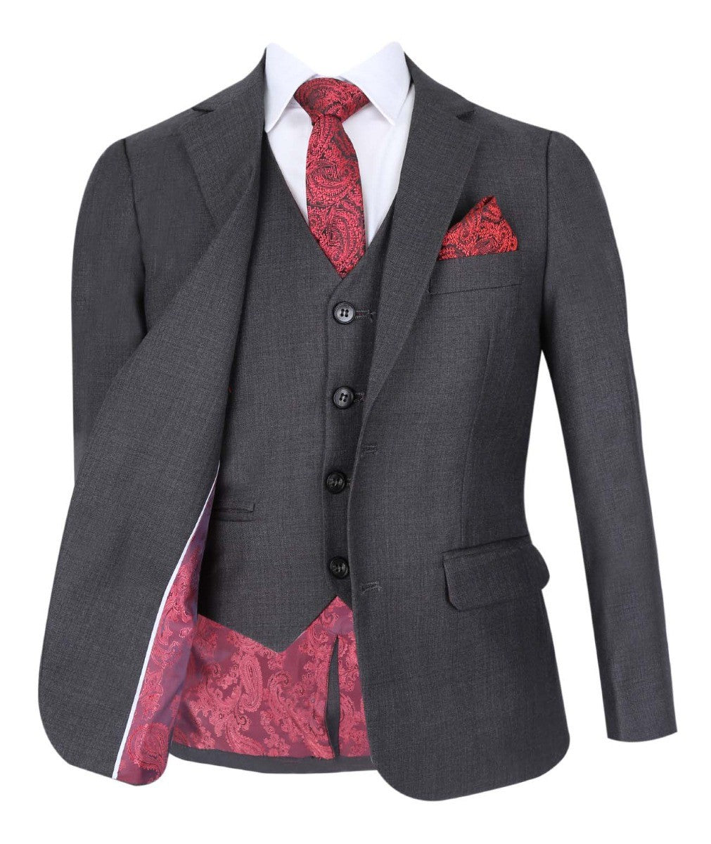 Tailored Grey Suit for Boys – Charcoal Grey
