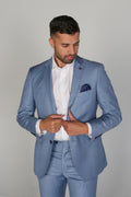 Mens blue tailored fit formal suit jacket CHARLES slim fit