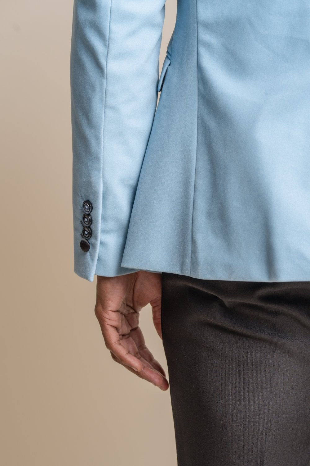 Mens Sky Blue Slim Fit Velvet Tuxedo Blazer ROSA