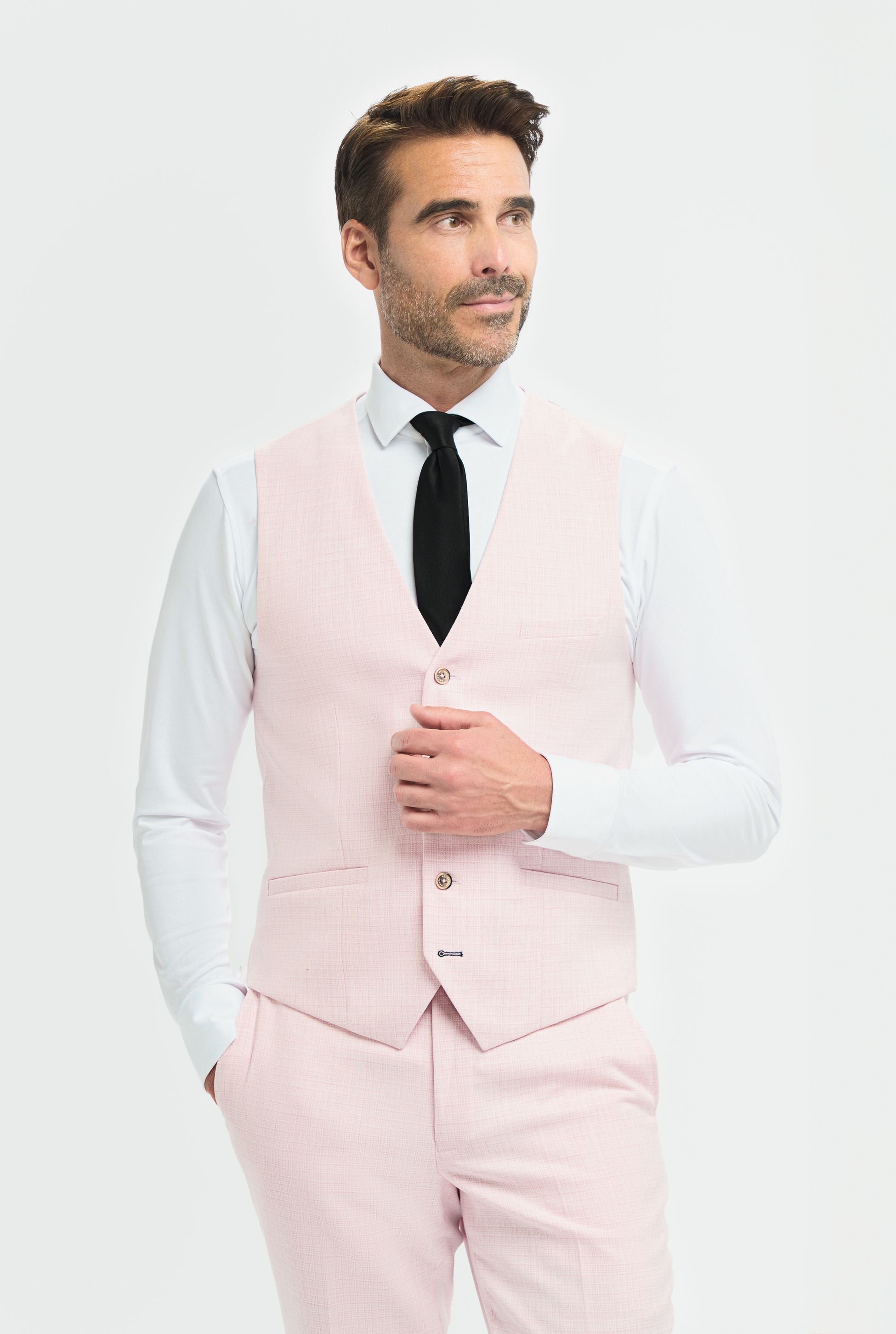 3-Piece Slim Pink Suit for Men – Mauve