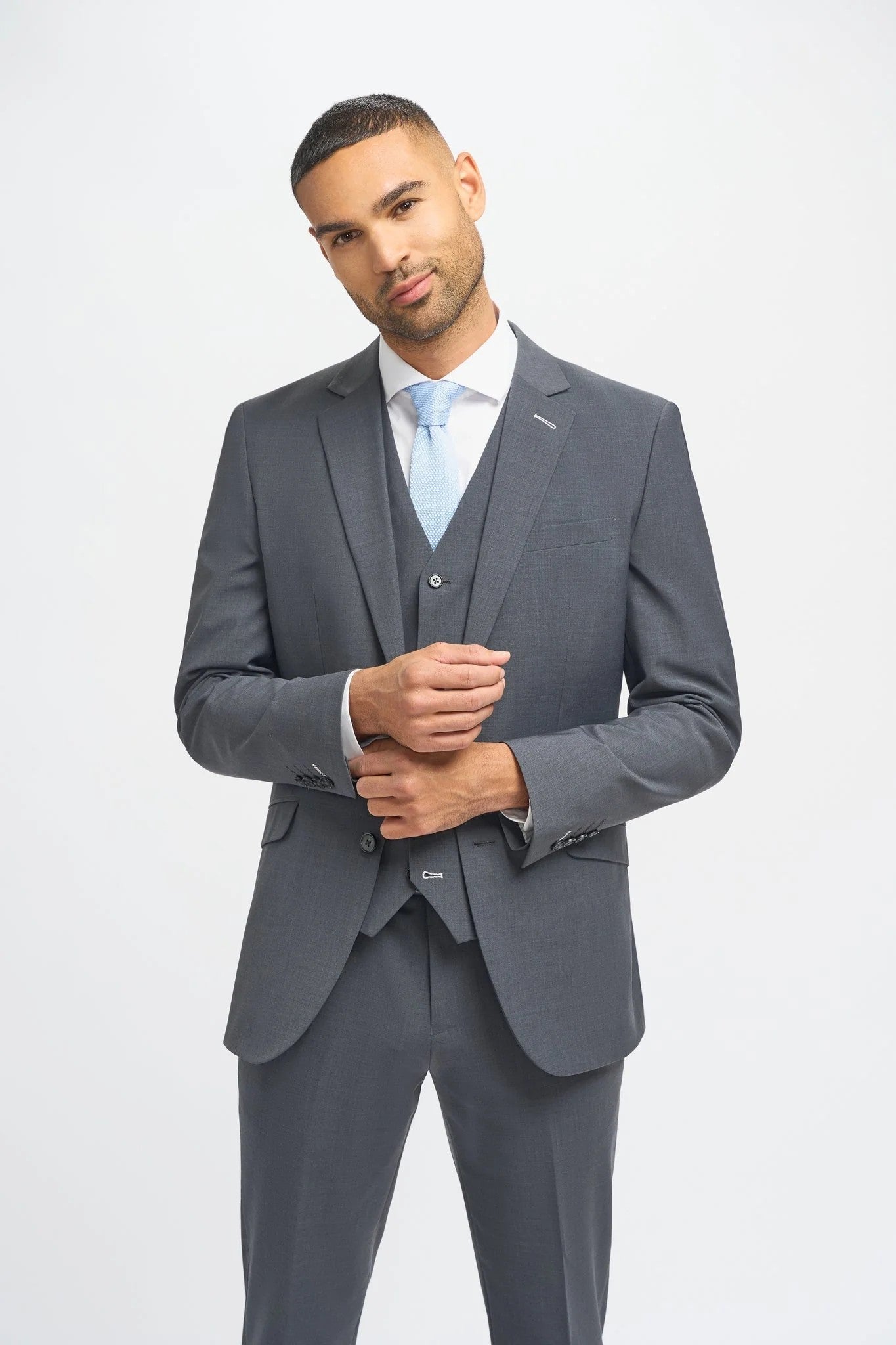 BOND Charcoal Grey Men's Wool Blend Slim Fit Suit