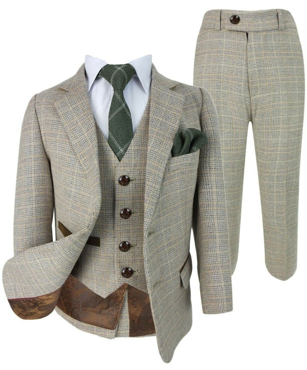 Tailored Beige Suit for Boys – Brown