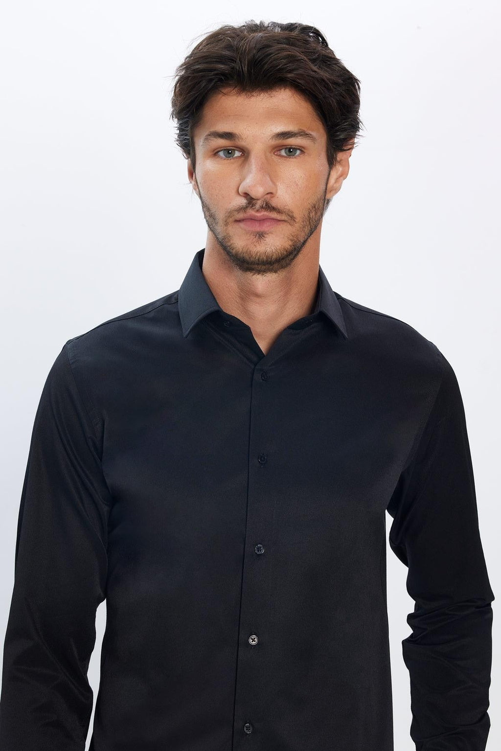Mens Dimi Dotti Black Cotton Blend Slim Fit Dress Shirt