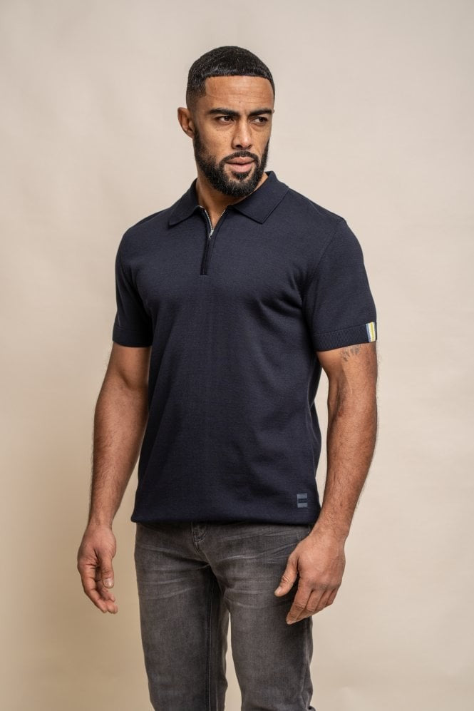 Men’s cotton polo shirt, classic fit, dusty blue range