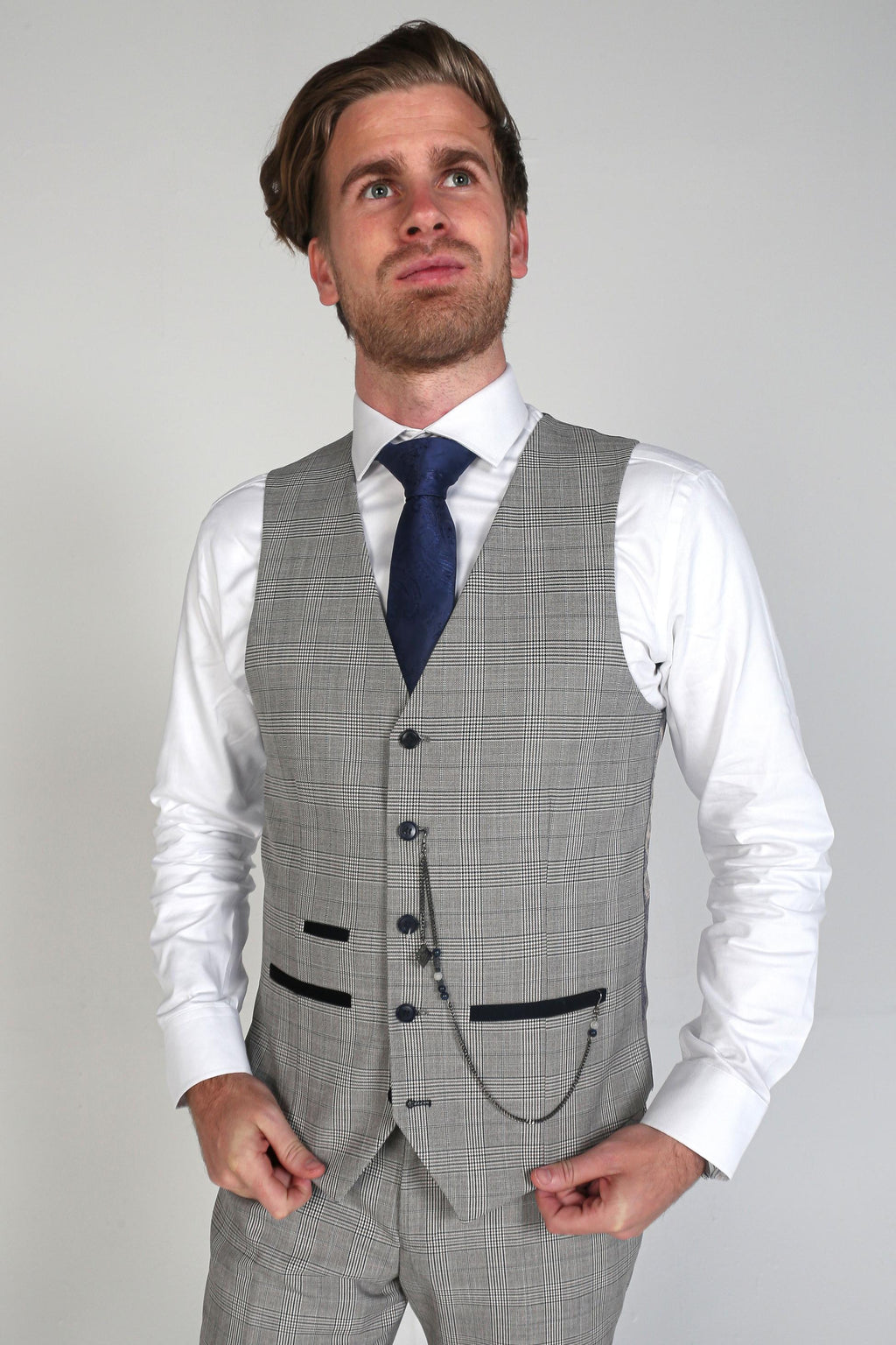 Men's Hugo Graphite Grey Tweed Windowpane Formal Suit