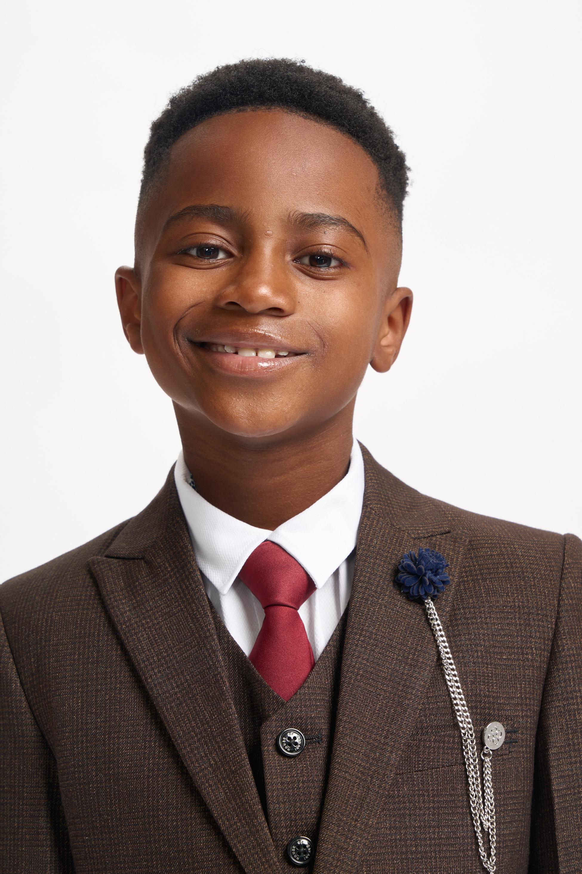 3-Piece Slim Brown Suit for Boys – Brown