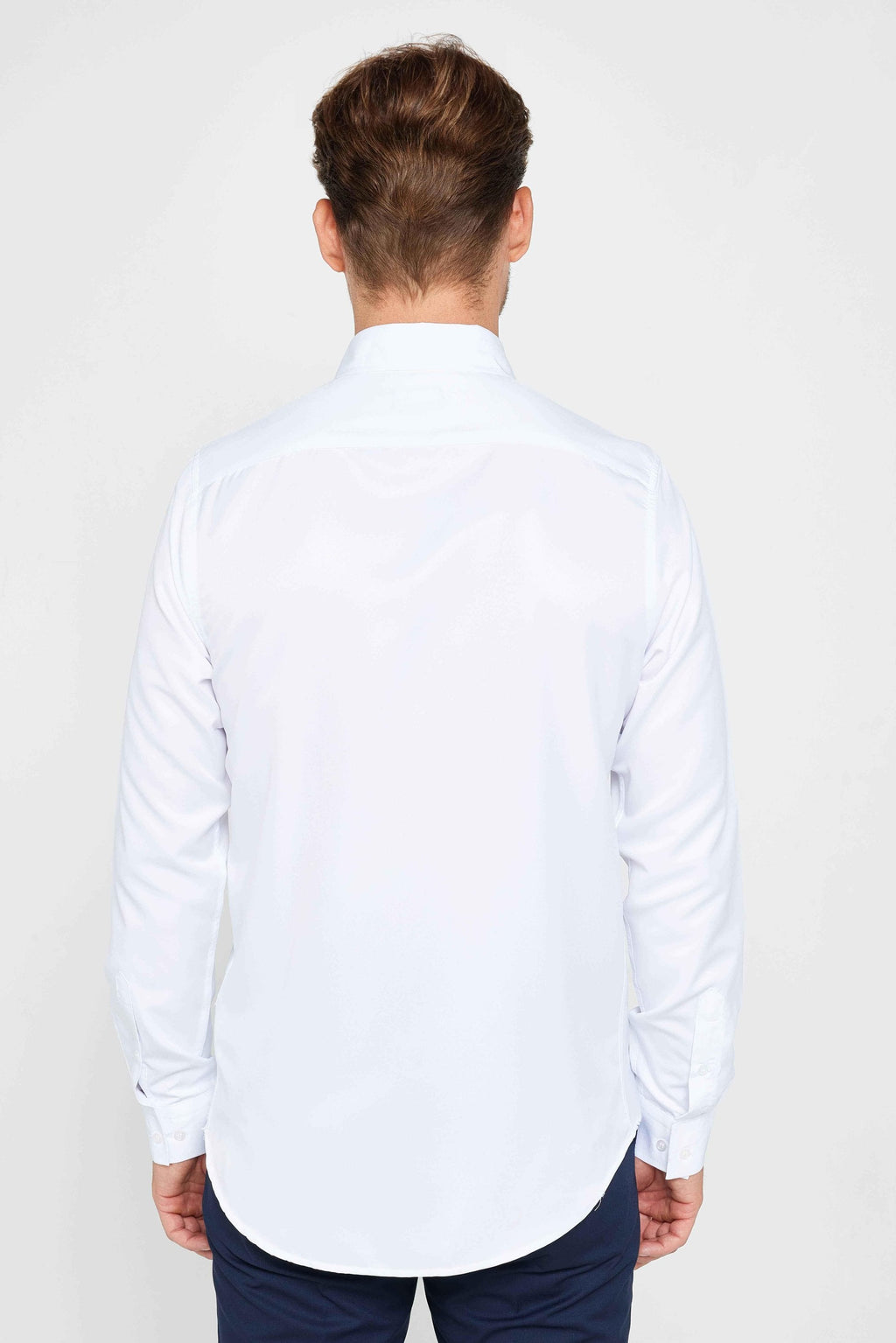 Mens Poly White Slim Fit Long Sleeve Dress Shirt