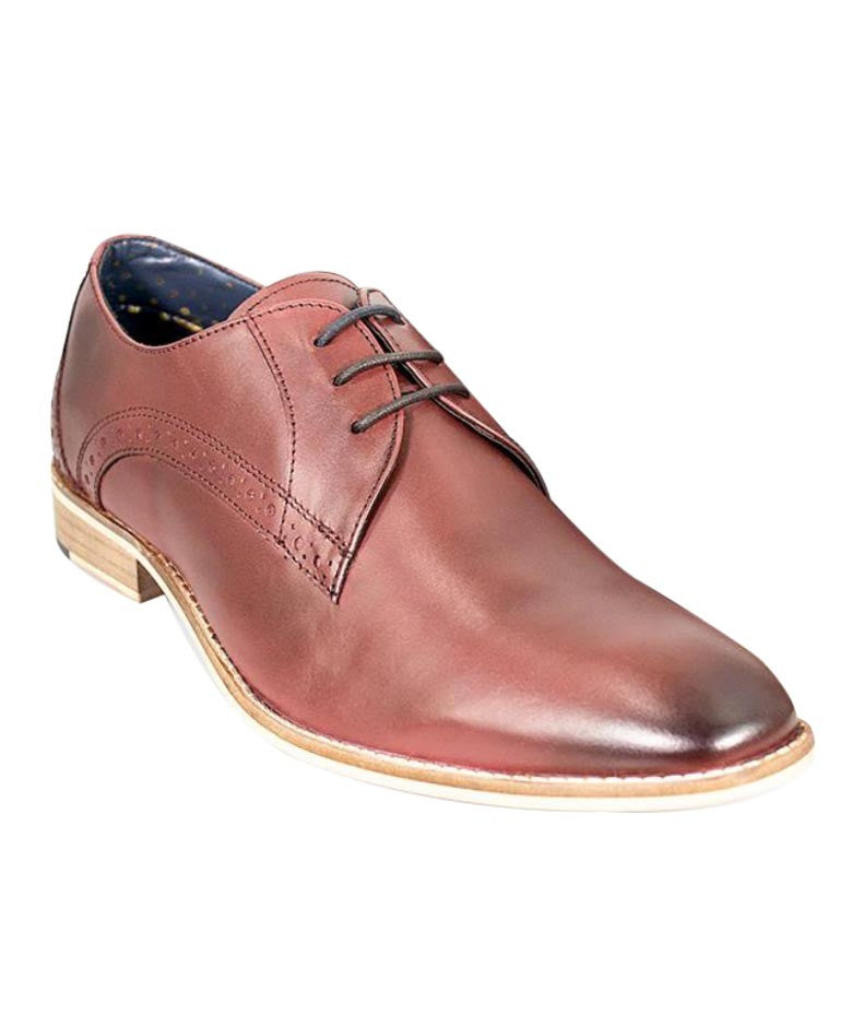 Men's cherry red leather derby shoes, JOHN.