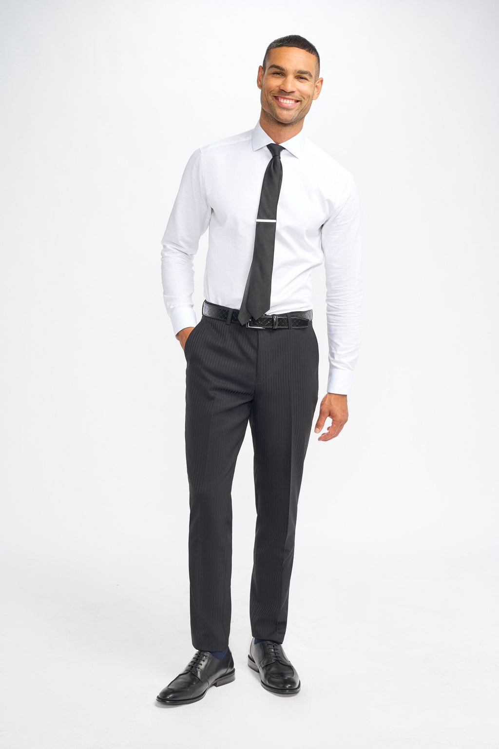 Roberto Black Men's 3-Piece Wool Pinstripe Suit