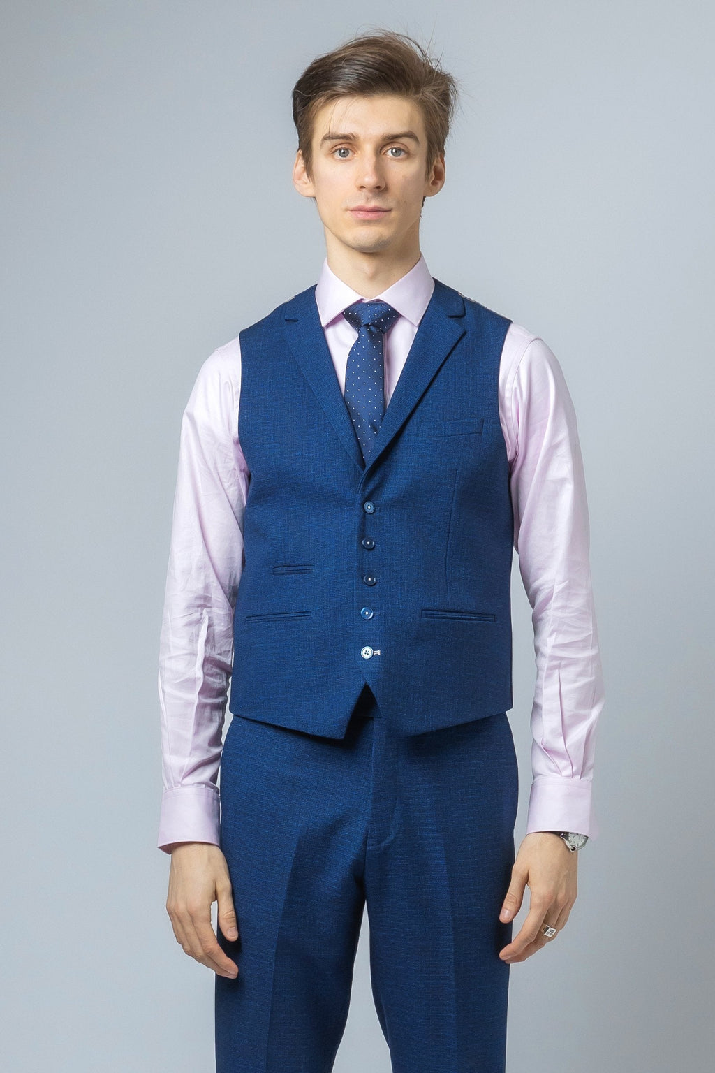 Mens indigo blue slim fit waistcoat Mateo