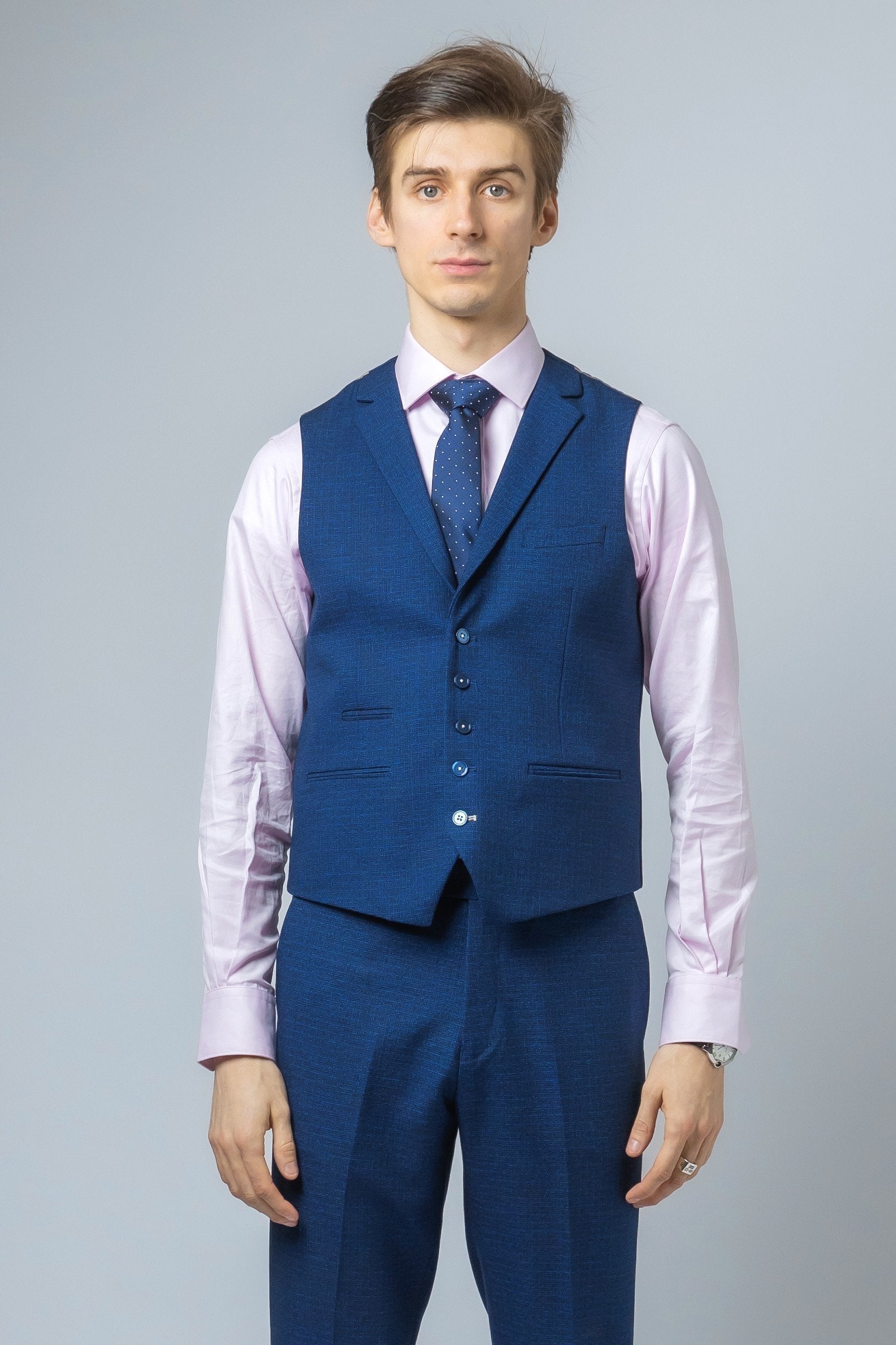 Mens indigo blue slim fit waistcoat Mateo