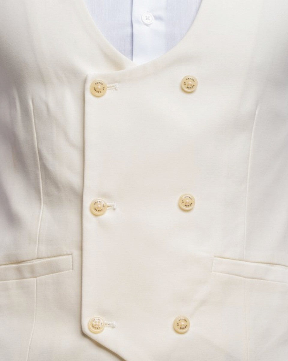 Mens Cream Slim Fit Double Breasted Waistcoat MARCO