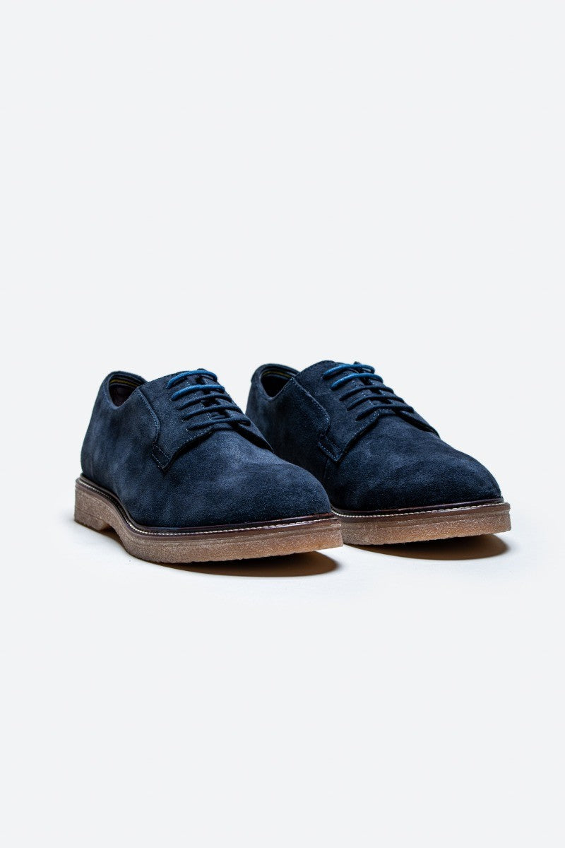 Men's navy blue suede lace-up shoes, RICHMOND.