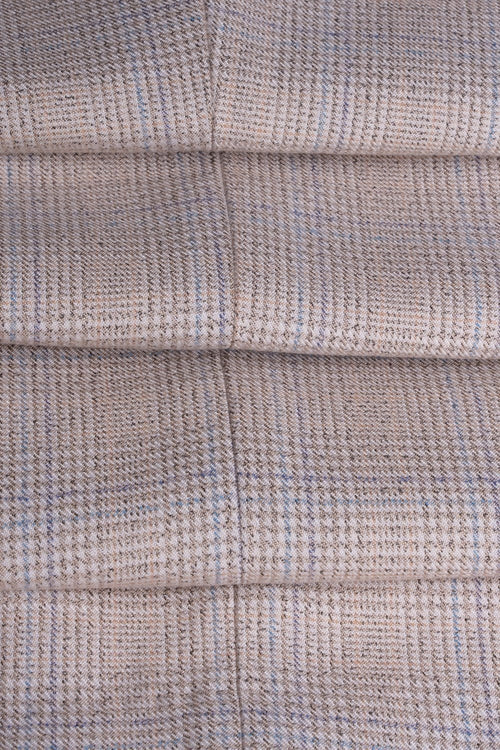 Men's Caridi Beige Glen Check 2-Piece Double-Breasted Suit