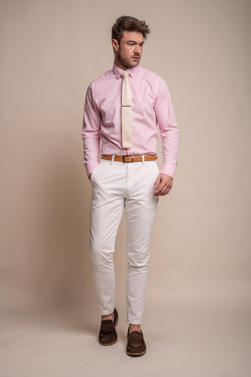 MARIO Ecru Men's Cotton Slim Fit Formal Suit
