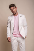 Mens ecru cotton slim fit formal suit jacket MARIO premium look