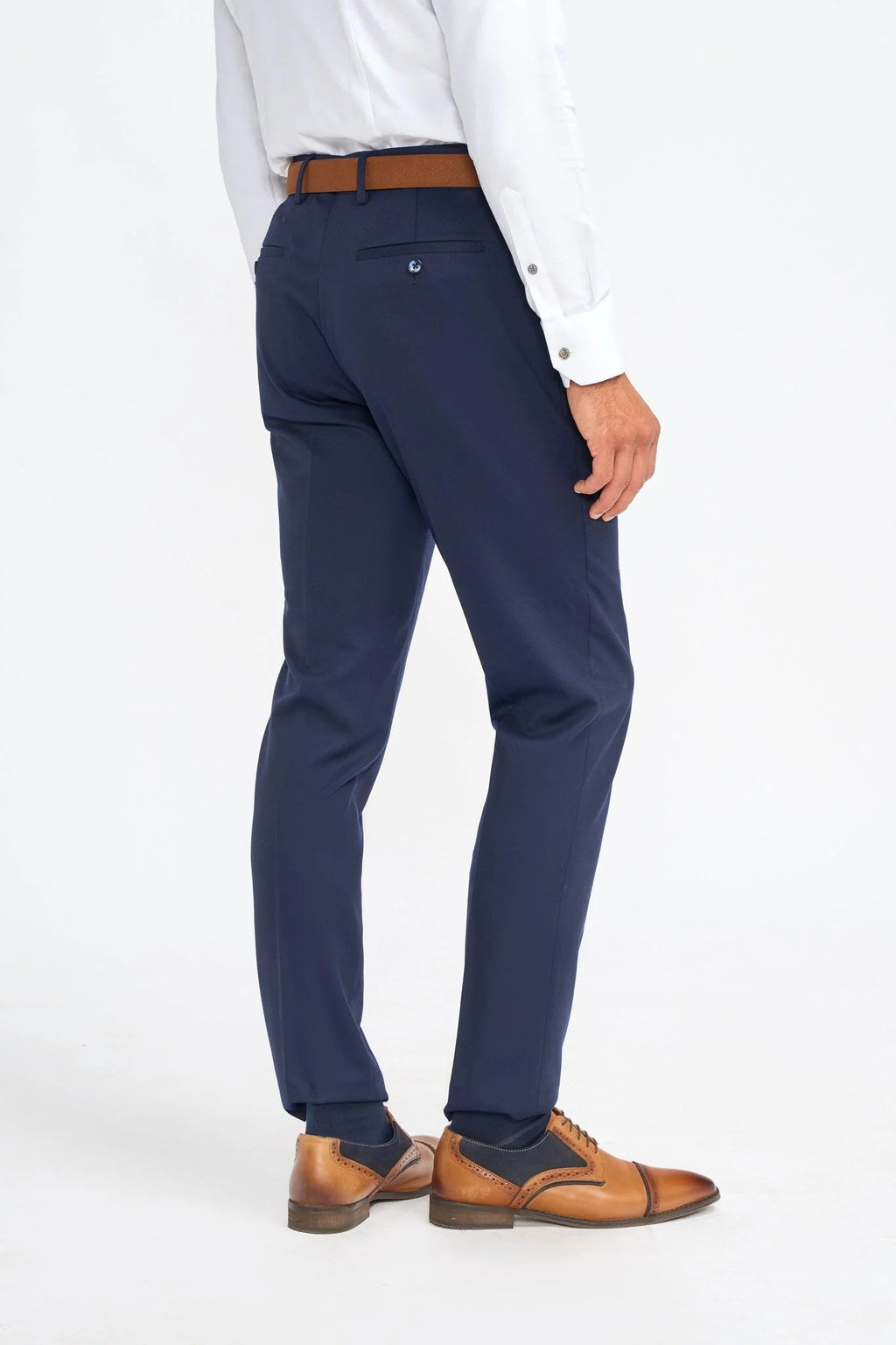 James Navy Blue Men's 3-Piece Wool Slim Fit Formal Suit