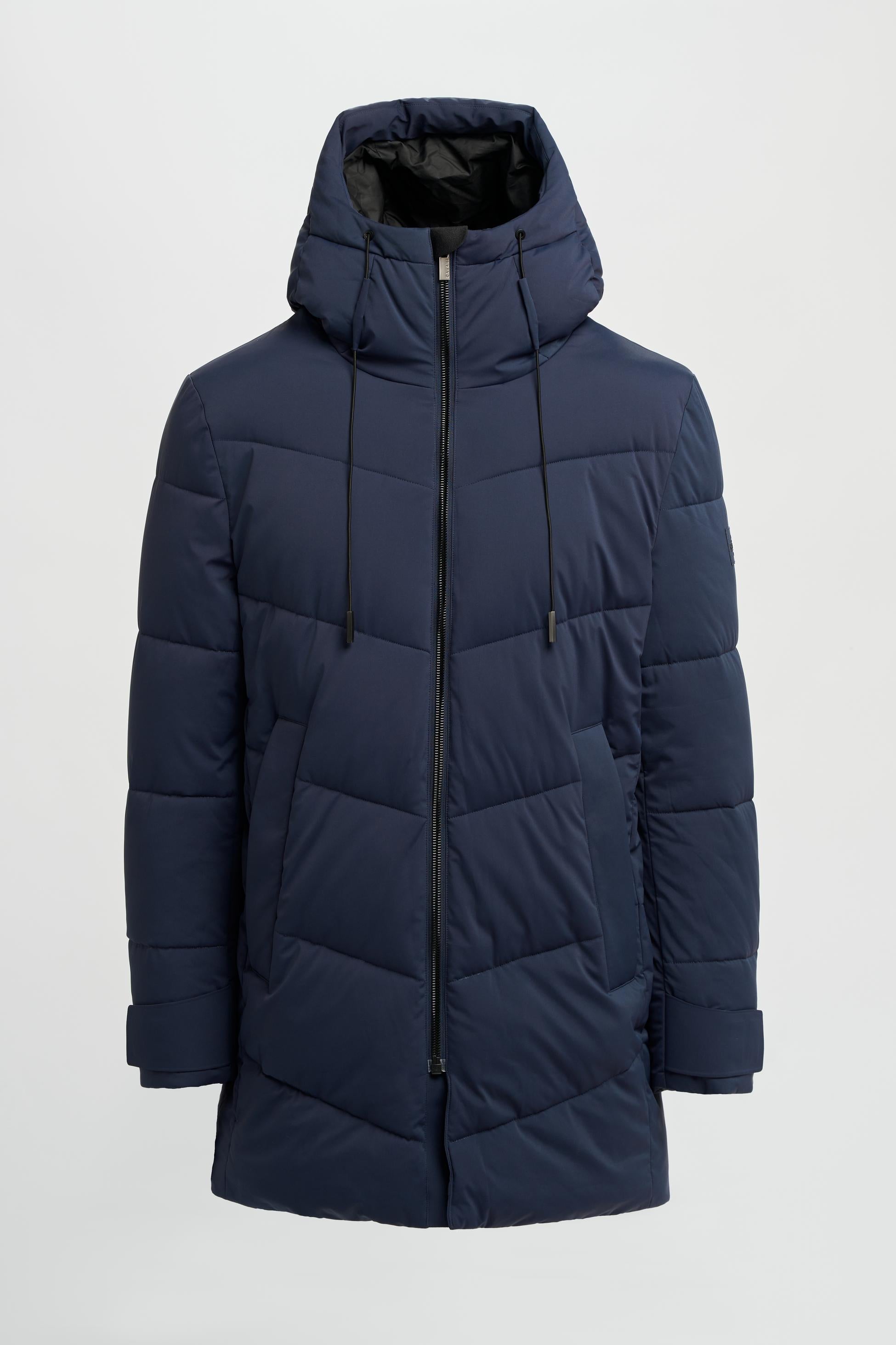 Men's navy blue quilted puffer winter coat, FABINI.