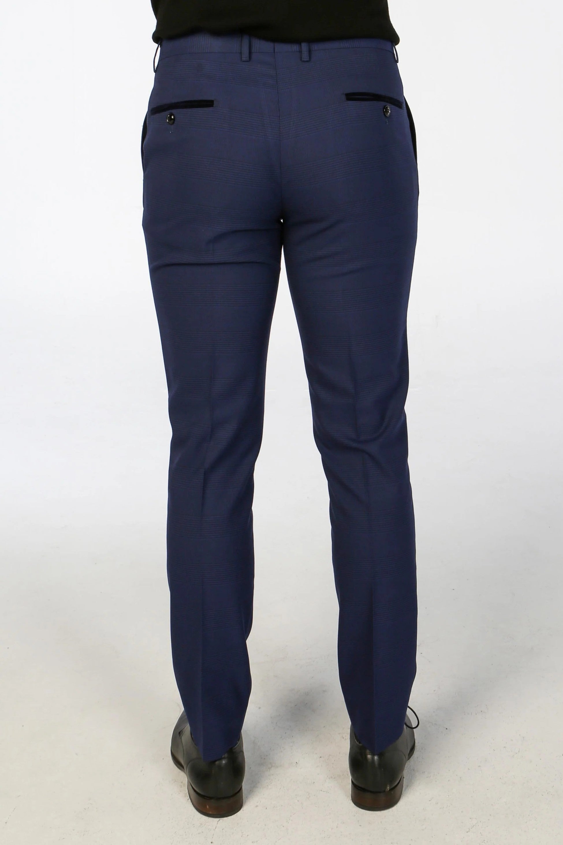 Men's Mark Deep Navy Blue Check Tailored Fit Business Suit