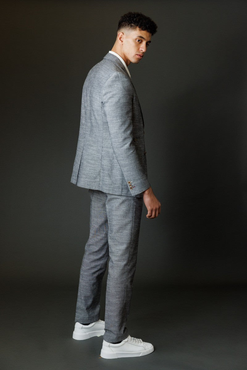 Rowan Grey Men's 2-Piece Textured Wedding Cotton Suit Set