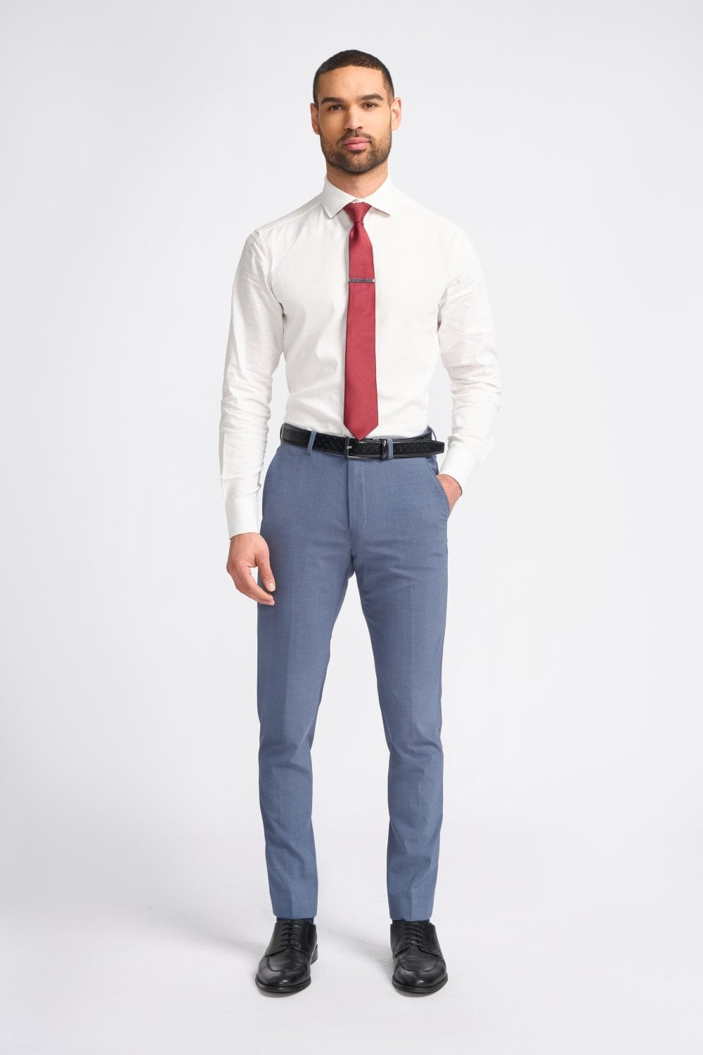 VICTORIOUS Dove Men's Wool Mix Double Breasted Slim Fit Suit