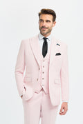men’s 3-piece slim fit textured suit with waistcoat