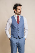 Mens sky blue slim fit formal waistcoat Reegan