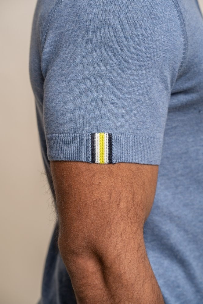 Mens Air Force Blue Short Sleeve Cotton Polo Shirt DINO