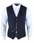 Mens navy tweed wool blend waistcoat Kyra