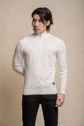 Men’s cotton half-zip funnel neck jumper, grey to navy