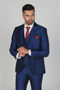 Men's tailored fit royal blue sheen suit