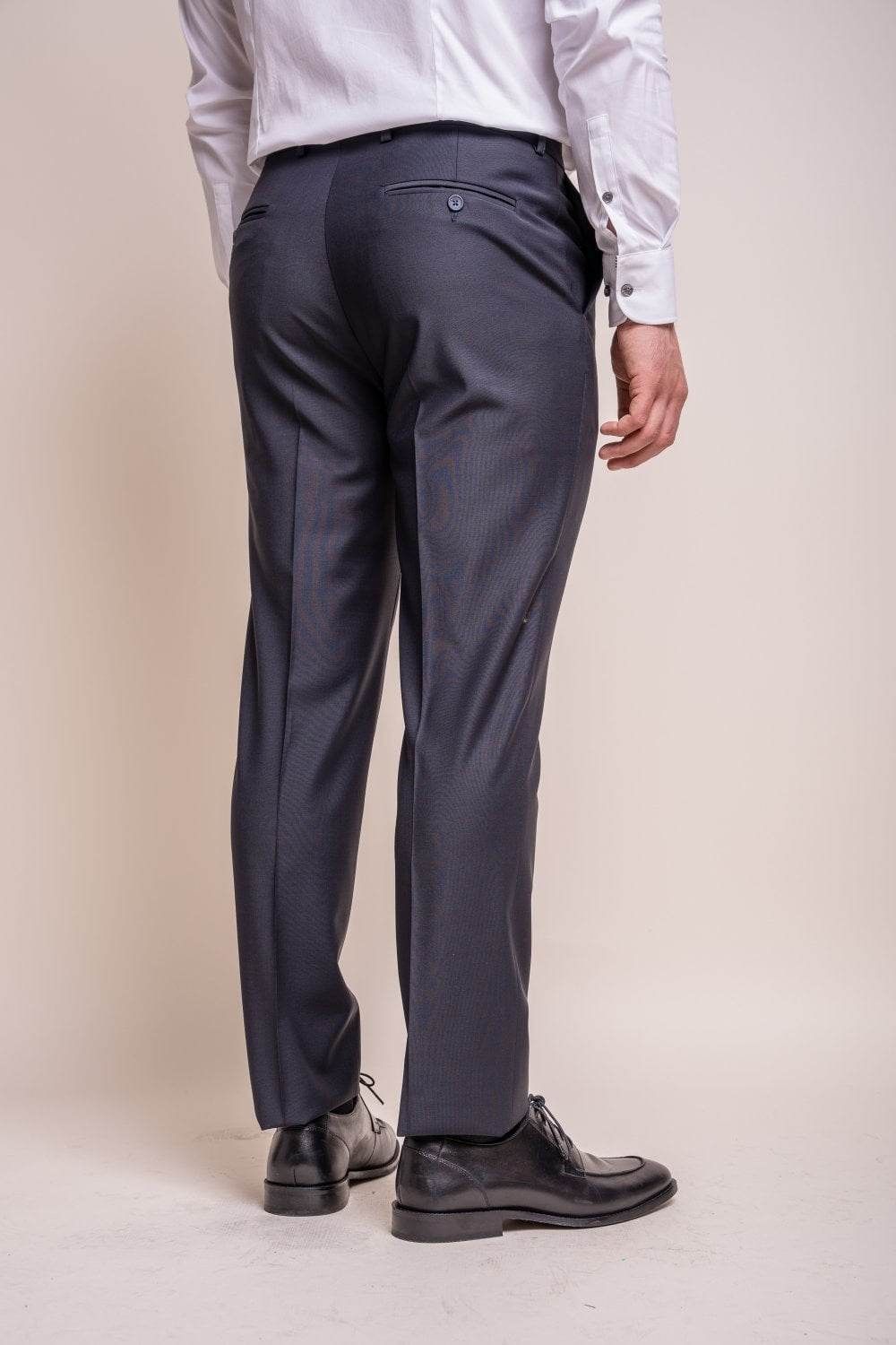 Men's Wool Blend Slim Fit Trousers - BOND - Midnight Blue