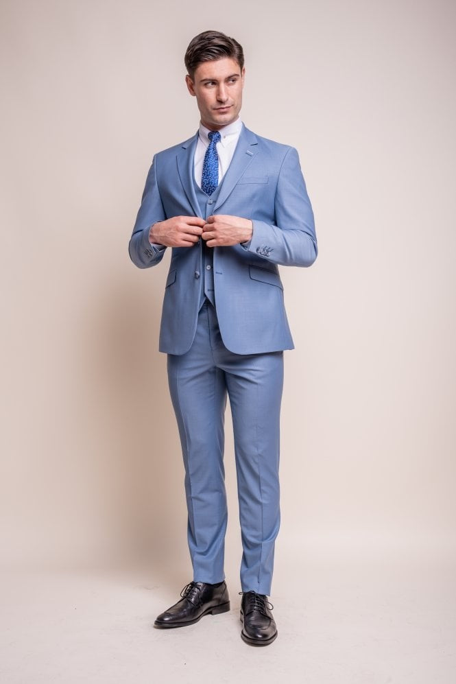 BOND Ocean Blue Men's Wool Blend Slim Fit Suit