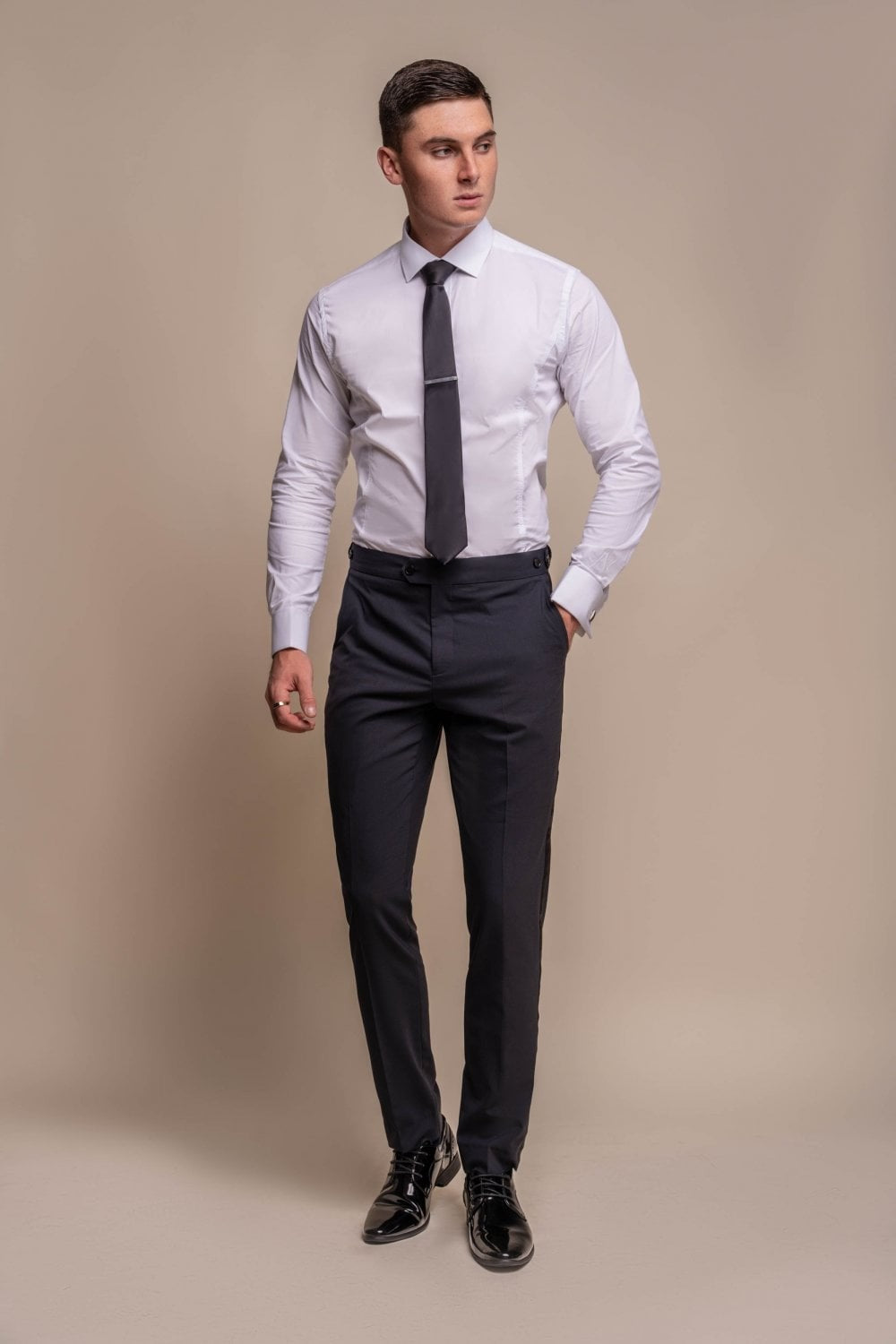 ASPEN Midnight Navy Men's Slim Fit Wool Blend Tuxedo Dinner Suit